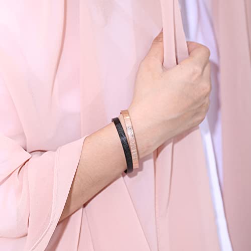 Qitian Islamic Jewelry Gifts for Women Allah Gold Bangles Bracelets Ayatul Kursi Arabic Cuff Bracelet for Women Men Islam Eid Ramadan New Year Gifts - color: B-Rose Gold-Thick - women
