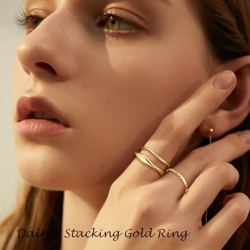 Gold Rings for Women Dainty Stacking Ring Set 18K Gold Plated Thumb Rings Non Tarnish Chunky Thin Gold Jewelry