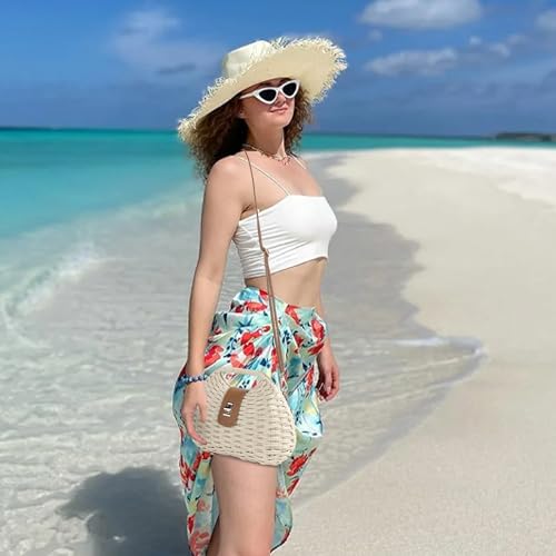 Richeart Clutch Purses for Women - Summer Beach Crossbody Bag with Adjustable Strap - Boho Shoulder Handwoven Straw Purse - color: Beige