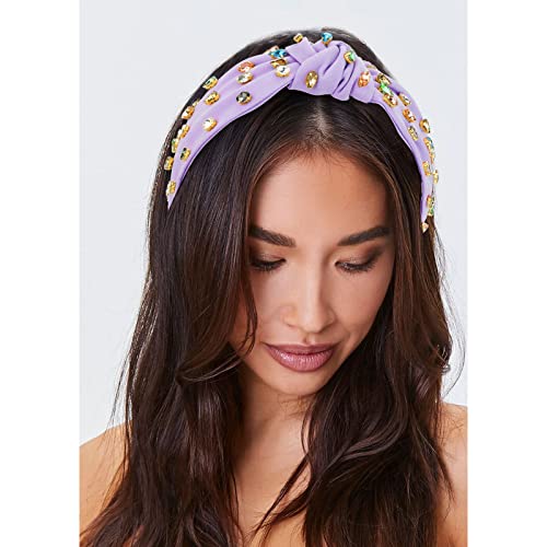 YISSION 1PC Crystal Knotted Headband for Women Non Slip Rhinestone Headband Purple Head Band Fashion Wide Headbands Hair Accessories for Women Girls - color: Light Purple