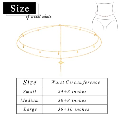 Layered Beads Waist Chain Gold/Silver Sun Belly Chain Bikini Body Chain Women Adjustable Beach Waist Jewelry Accessories - size: Medium, style: Gold Sun