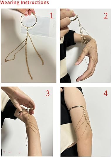 Simple Crystal Bead Tassel Upper Arm Chain Bracelet Multi-layered Bikini Armlet Rhinestone Adjustable Open Arm Cuff Bangle Bracelets Summer Beach Body Jewelry for Women - style: Black