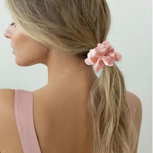 Hair Scrunchies for Women - Hair Ties No Damage Both for Thick Hair or Thin Hair Curl Hair No Crease Scrunchies Ponytail Holder No Hurt Your Hair - color: Black Brown Light pink Gray