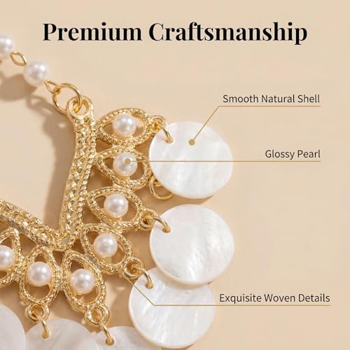 Woven Raffia Rattan Earrings for Women, Boho Flower Hoop & Drop Dangle Earrings Collection, Handmade Summer Beach Vacation Statement Earrings for Party Daily Wear - color: Pearl Lace Drop