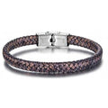 Men's Leather Bracelet, Stackable Stainless Steel Clasp Bracelets for Men Stylish Birthday, Thanksgiving, Valentine's Day Gift for My Man - style: 8.2" Long 5MM High-End Variegated