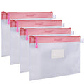 Zipper Pouch, Wisdompro 4 Packs Durable Letter Size Waterproof Mesh File Bag, Document Organizer - Pink - color: Pink