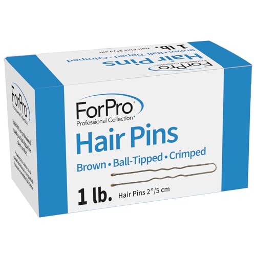 ForPro Professional Collection Hair Pins (575-Count Approx), Brown, 2" L, Ball-Tipped, Crimped, Non-Damaging, 1 Lb. - color: Brown