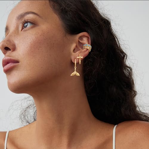 FETTERO Ear Cuff Earrings for Women Non Piercing 14K Gold Plated Ear Cuffs for Non Pierced Ears Clip on Cartilage Earring Ligthweight Fake Earrings | Single - style: Tur-4 Claw Set