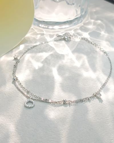 Gold Anklet Bracelets for Women Waterproof, Gold Plated Charm Dainty Layer Anklets Trendy, Simple Chain Anklets Set Gifts for Women, Jewelry Gifts for Her Mom Wife Girlfriend