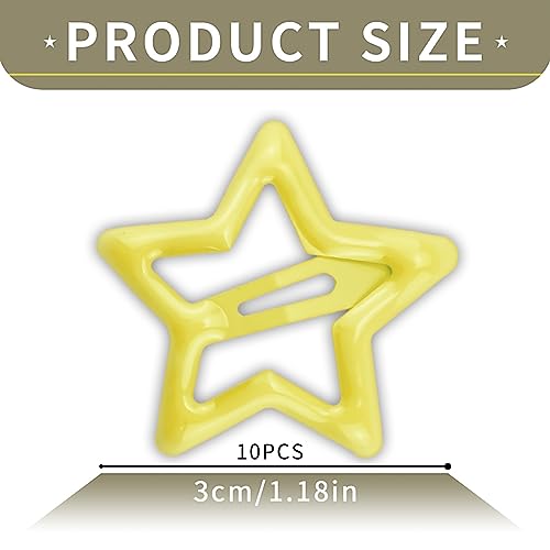 Metal Star Snap Hair Clips Yellow Cute Small Hair Barrettes Y2K Star Hair Clips Hair Access Non-slip Hollow for Women Hairpin Lovely Headpieces for Everyday Fashion and Party 10PCS - color: Style2