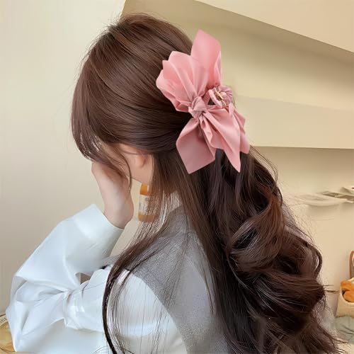 Bow Claw Clips Bow Hair Clips Pink 3PCS Big Hair Bows for Women Butterfly Styling Large Hair Clips for Thick Hair for Girls Hair Accessories for Women - color: 3PC-Pink