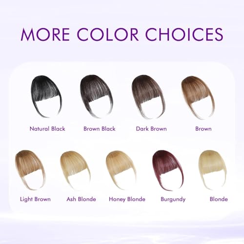 100% Real Human Hair Extensions Wispy Clip in Burgundy Fake Bangs Hair Clip on for women Fringe with Temples Hairpieces Faux Bangs for Daily Wear - color: Wispy-Burgundy-99j, size: Wispy Bangs