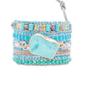YGLINE Natural Stone Bracelet 5 Wraps Bracelet Handmade Blue Color Boho Bracelet for Women Bracelet - color: turquoise 4