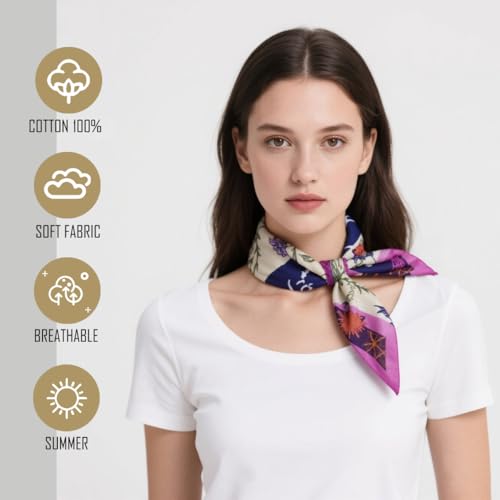 Large Cotton Bandana Lightweight Head Hair Scarf Headbands Wraps Cover Handkerchiefs for Women Men 25 x 25 inch - color: Rt28