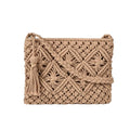 Eiyye Handmade Crochet Purse Boho Cotton Rope Crossbody Shoulder Bag with Tassel Casual Bag for Women - color: Light-brown