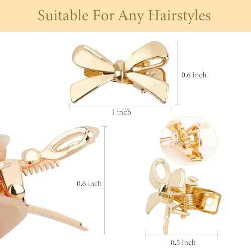 CURASA Metal Hair Bows For Women Girls 8Pcs Small Gold Hair Clips Bow Knot Alligator Hair Pins Fashion Decorative Braided Hair Accessories For Styling Elegant Mini Duckbill Hair Barrettes Party