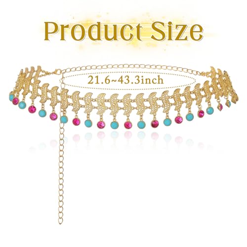 ELABEST Gold Waist Chain Rhinestone Belly Dance Chain Crystal Tassel Dance Jewelry for Women - style: Gold-D