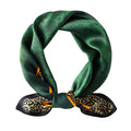 STARWHISPER 100% Pure Mulberry Silk Square Scarf-27''x27 Lightweight Hair Scarves Headscarf Night Sleeping with Gift Packed - color: Green Leopard