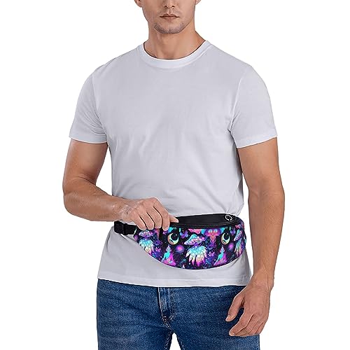 Magic Mushrooms Psychedelic Colorful Hippie Boho Fashion Casual Fanny Pack Waist Bag Men Women Adjustable Belt Waist Bag For Travel Hiking Cycling Running Festival Carnival - color: Black16