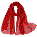 E-Clover Unique Fashion Women's Scarf Chiffon Sheer Scarves for Women Lightweight - color: Polka Dot-red Black