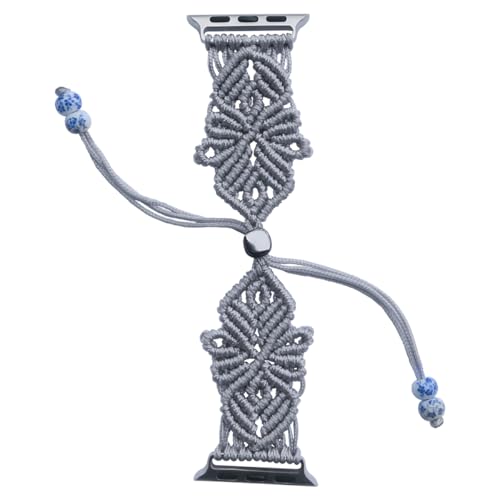 4th Generation Handmade Nylon Braided Boho Style Watch Strap for Apple Watch - color: Silver, size: 44/45/46mm