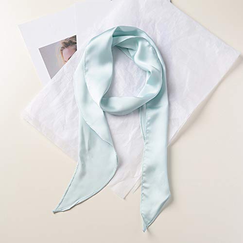 GERINLY Solid Color Long Neckerchief Pure Skinny Scarf Necktie for 50's Costume Party Wedding Cosplay Accessory Headband - color: Greenblue