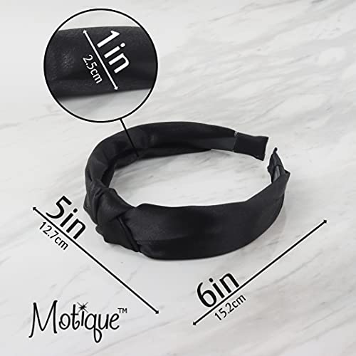 Satin Knot Headband for Women (Black) - color: Black