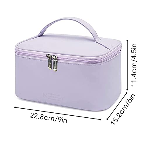 Meiyuuo Makeup Bag Large Cosmetic Bags for Women Girls Cute Travel Zipper Pouch Toiletry Organizer for Beauty Essentials Waterproof (Lavender Purple) - color: LIGHT PURPLE