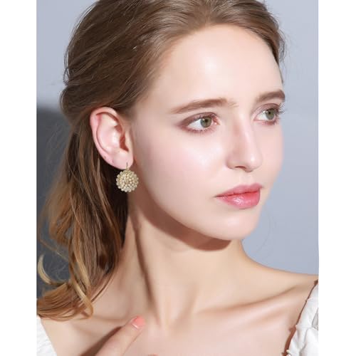Bohemian Vintage Sliver Geometry Enamel Flower Lightweight Dangle Hoop Earrings Ethnic Handmade Circle Disc Teardrop Earrings For Women - color: White