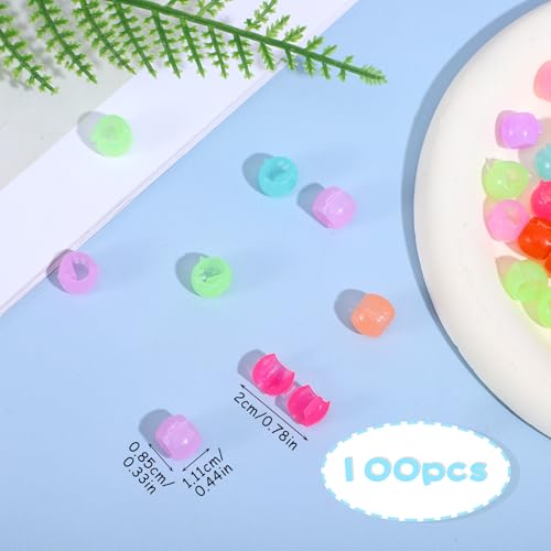 Hair Beads for Girls, 100 Pcs Rainbow Mini Hair Claw Clips Cute Plastic Braid Clips Colorful Tiny Beads Clip Decorative Hair Accessories for Women Girls (Jelly Color) - color: Jelly Colors