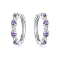 Earrings for Women 925 Sterling Silver Hoop Earring Colorful Cute Fashion Hoop Earrings Graduation Birthday Jewelry Gifts for Women - color: Rhinestone Earrings - Purple