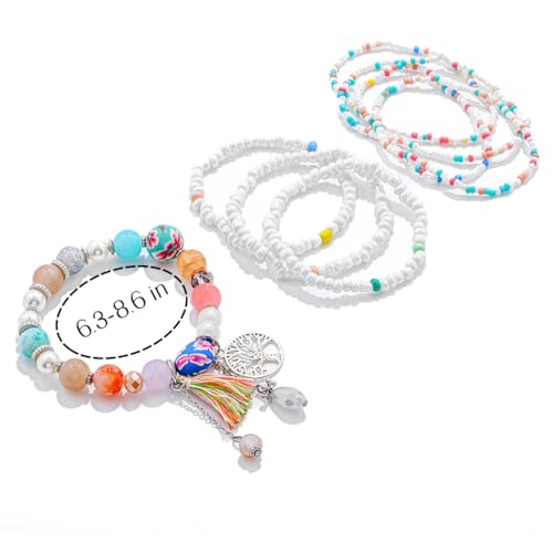 Beaded Anklets Bracelets Boho Handmade Turtle Starfish Whelk Shell Tree of Life String Ankle Bracelet Summer Beach Waterproof Barefoot Sandals Foot Jewelry for Women - color: Colorful