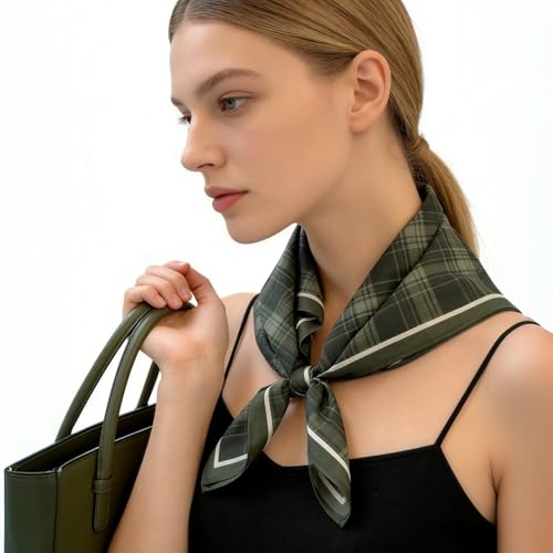 21 x 21 Inch Cotton Bandana for Women and Men,Soft Breathable Head Scarf, Multi-purpose Headband, Hair Scarf - color: Checkered Green-un03