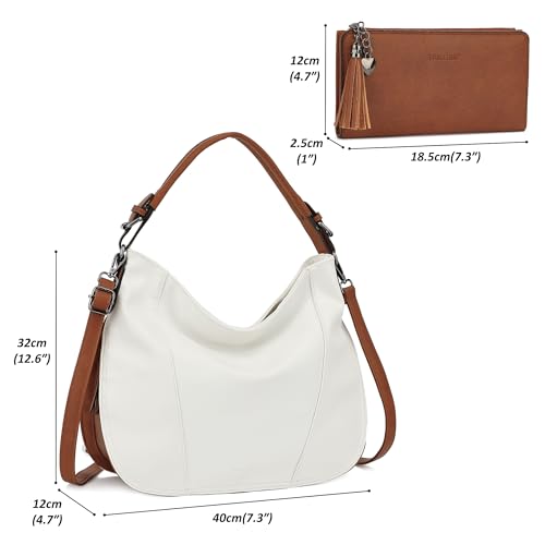 TANTOMI Hobo Bags Purses for Women, Women's Crossbody Handbags and Shoulder Bag, Multi-Pocket Large Hobo Purse - color: White