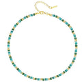 KissYan Boho Beaded Choker Necklace for Women, Gemstone Choker Natural Stone Freshwater Pearl Surfer Necklaces 14K Gold Plated Summer Beach Handmade Jewelry - color: E-Amazonite