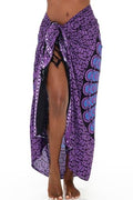 SHU-SHI Sarong Wraps for Women Long Beach Cover ups Pareo Bathing Suit Wrap Skirt Mandala Sarongs Coverup - color: Purple/Black