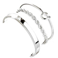 925 Sterling Silver Bracelets for Women Stack, Trendy Tennis Bangle Cuff Jewelry Set 14K Gold Plated, Adjustable Bracelet Set for Wrist Essentials, Women Fashion Watch Band Acecessories - style: Bracelet_3pcs(Silver Bangle Set)