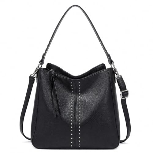 Montana West Hobo Bag for Women Crossbody Purse and Handbags Ladies Chic Shoulder Bags - color: Black