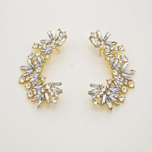 Crystal Ear Cuff Earrings for Women Rhinestone No Piercing Crystal Sparkly Ear Cuff Statement Earrings Wedding Party Jewelry - style: Left A