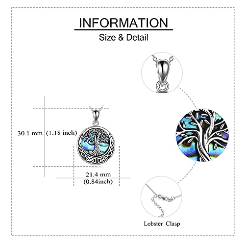 ONEFINITY Tree of Life Necklace 925 Sterling Silver Abalone Shell Celtic Knot Pendant Necklace for Women Jewelry - style: Abalone Shell Tree