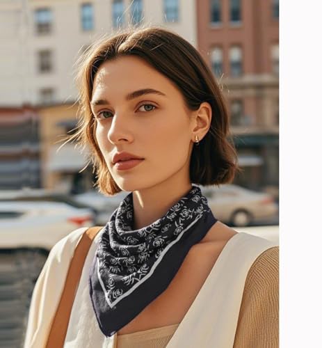 Cotton Like Bandana in Bulk, Head Scarf, Headband, Head wrap, Hair Neck Scarf for Women 22 x 22 inch - color: Bib02 Rose 3pcs