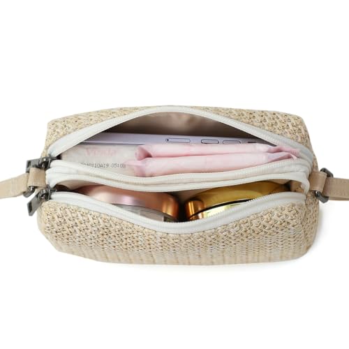 Small Crossbody Bag for Women - color: Straw-off-white