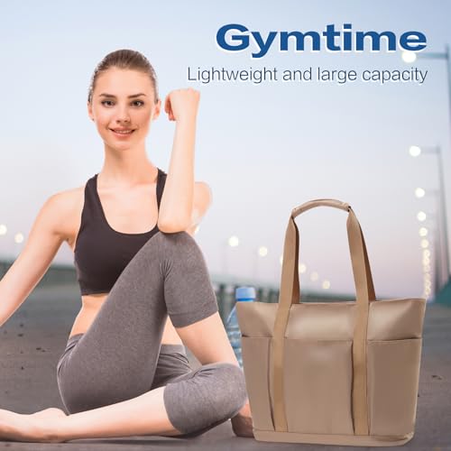 Waterproof Tote Bag with Zipper Foldable Beach Bag for Travel - color: Black
