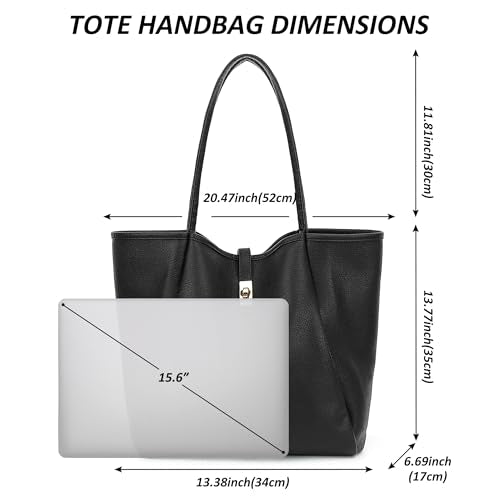 TANTOMI Tote Bag for Women Vegan Leather Purses and Handbags Ladies Waterproof Big Shoulder Bag for Travel - color: A-black