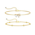 CAROVO Gold Ankle Bracelets for Women Waterproof 14K Real Gold Plated CZ Initial Anklet for Women Dainty Layered Letter A-Z Heart Ankle Bracelets Handmade Adjustable Anklet Summer Beach Jewelry - style: F