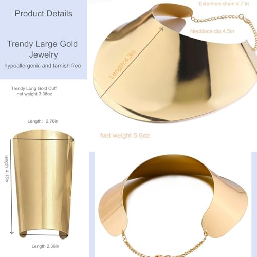 Gold Necklaces for Women Chunky Gold Silver Choker Necklace Statement Egyptian Jewelry for Women Men Gold Costume Jewelry Sets Accessories Gift - color: Chunky Gold bracelet Choker