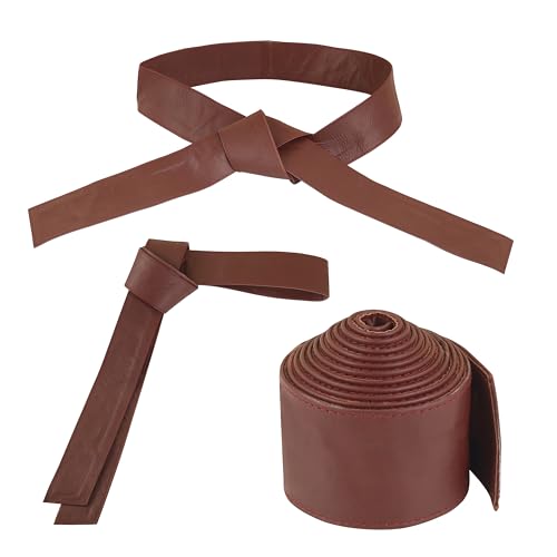 Woman's Obi Sash Tie Plus Size Waist Band Wide Solid Color Genuine Leather Belt - color: Maroon