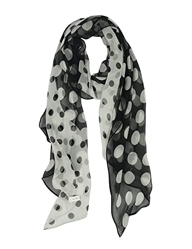 PANTONIGHT Long Chiffon Fashion Scarf Lightweight Chiffon Sheer for women - color: Black/White 720