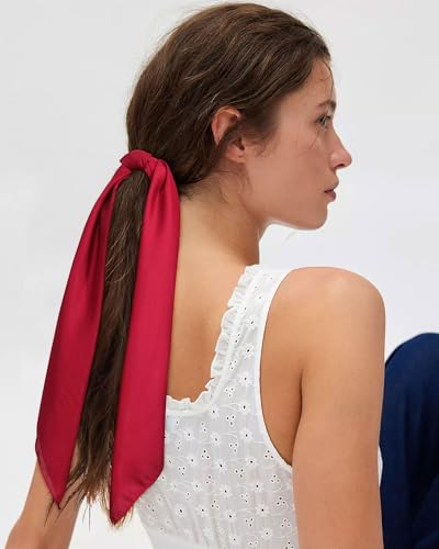 AWAYTR 27.5” Square Satin Head Scarf Hair Scarf for Women's Hair Silk Bandana for Women Silk Head Wrap for Sleeping - color: Burgundy