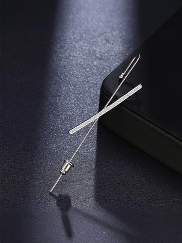 Ear Wrap Hook Earrings for Women Fashion Ear Cuff Crawler Earrings Silver Gold Long Piercing Crystal Curve Style Earring Stick Ear Wrap Earring Rhinestone Trendy Jewelry Gifts - color: slash-silver